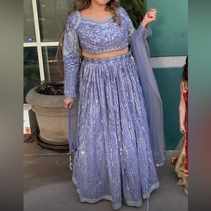 Purple Sequins Lengha Punjabi Indian